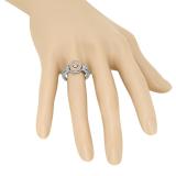 0.50 Carat (ctw) Two Tone Rose Gold Plated 14K White Gold Round White Diamond Ladies Split Shank Bridal Cluster Engagement Ring 1/2 CT