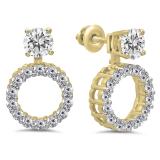 0.75 Carat (ctw) 10K Yellow Gold Round White Diamond Removable Jackets For Stud Earrings
