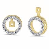 0.75 Carat (ctw) 10K Yellow Gold Round White Diamond Removable Jackets For Stud Earrings