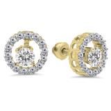 0.75 Carat (ctw) 10K Yellow Gold Round White Diamond Removable Jackets For Stud Earrings