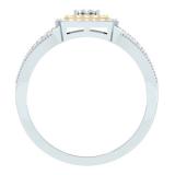 0.45 Carat (ctw) 14K White & Yellow Gold Two Tone Round Diamond Ladies Swirl Split Shank Bridal Cluster Engagement Ring 1/2 CT
