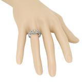 0.45 Carat (ctw) 14K White & Yellow Gold Two Tone Round Diamond Ladies Swirl Split Shank Bridal Cluster Engagement Ring 1/2 CT