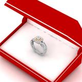 0.45 Carat (ctw) 14K White & Yellow Gold Two Tone Round Diamond Ladies Swirl Split Shank Bridal Cluster Engagement Ring 1/2 CT