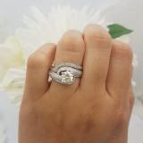 1.25 Carat (Ctw) 10K White Gold Round Cut Diamond Ladies Twisted Bridal Engagement Ring With Matching Band Set 1 1/2 CT
