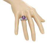 6.25 Carat (Ctw) 10K White Gold Oval Cut Amethyst & Round Cut White Diamond Ladies Bridal Unique Promise Engagement Ring