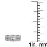 1.75 Carat (Ctw) 10K White Gold Princess & Round Cut White Diamond Ladies V Prong Milgrain Bridal Engagement Ring Matching Band Sets 1 3/4 CT