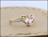 1.75 Carat (Ctw) 10K Yellow Gold Heart-Shaped Morganite & Round Diamond Ladies Bridal Promise Engagement Ring