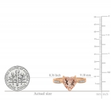 1.75 Carat (Ctw) 14K Rose Gold Heart-Shaped Morganite & Round Diamond Ladies Bridal Promise Engagement Ring