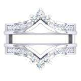 0.65 Carat (Ctw) Platinum Round Cut White Diamond Ladies Anniversary Wedding Band Enhancer Guard Double Ring