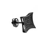 Round Black Diamond Kite Shape Hip Hop Iced Stud Earring for Men 1 Pc Only (0.07 ctw Color Black Clarity Opaque) in Black Plated 14K White Gold