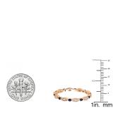0.40 Carat (ctw) 10K Rose Gold Round Blue Sapphire And White Diamond Ladies Vintage Style Anniversary Wedding Eternity Band Stackable Ring