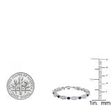 0.40 Carat (ctw) 10K White Gold Round Blue Sapphire And White Diamond Ladies Vintage Style Anniversary Wedding Eternity Band Stackable Ring