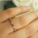 0.40 Carat (ctw) 14K Rose Gold Round Blue Sapphire And White Diamond Ladies Vintage Style Anniversary Wedding Eternity Band Stackable Ring