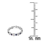 0.40 Carat (ctw) 18K White Gold Round Blue Sapphire And White Diamond Ladies Vintage Style Anniversary Wedding Eternity Band Stackable Ring