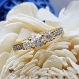 0.98 Carat (ctw) 10K Yellow Gold Round Diamond 3 Stone Ladies Vintage Style Bridal Engagement Ring 1 CT