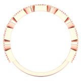 0.85 Carat (Ctw) 10K Rose Gold Princess Cut Pink Sapphire & Round White Diamond Ladies Vintage Style Milgrain Stackable Wedding Band