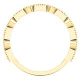 0.85 Carat (Ctw) 14K Yellow Gold Princess Cut Pink Sapphire & Round White Diamond Ladies Vintage Style Milgrain Stackable Wedding Band