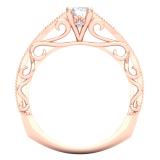 0.45 Carat (Ctw) 10K Rose Gold Round Cut White Diamond Ladies Bridal Vintage Style Milgrain Engagement Ring Matching Band Set 1/2 CT