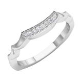 0.10 Carat (ctw) 10K White Gold Round Diamond Ladies Contour Anniversary Wedding Stackable Band Guard Ring 1/10 CT