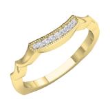 0.10 Carat (ctw) 10K Yellow Gold Round Diamond Ladies Contour Anniversary Wedding Stackable Band Guard Ring 1/10 CT