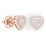 0.40 Carat (Ctw) 10K Rose Gold Round Cut White Diamond Ladies Heart Shaped Stud Earrings