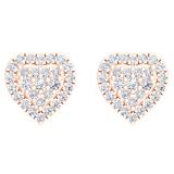 0.40 Carat (Ctw) 10K Rose Gold Round Cut White Diamond Ladies Heart Shaped Stud Earrings