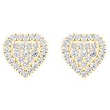 0.40 Carat (Ctw) 10K Yellow Gold Round Cut White Diamond Ladies Heart Shaped Stud Earrings