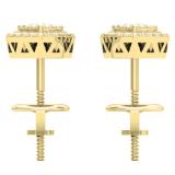 0.40 Carat (Ctw) 10K Yellow Gold Round Cut White Diamond Ladies Heart Shaped Stud Earrings