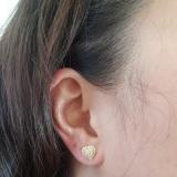 0.40 Carat (Ctw) 10K Yellow Gold Round Cut White Diamond Ladies Heart Shaped Stud Earrings