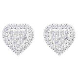 0.40 Carat (Ctw) 14K White Gold Round Cut White Diamond Ladies Heart Shaped Stud Earrings