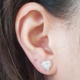 0.40 Carat (Ctw) 14K White Gold Round Cut White Diamond Ladies Heart Shaped Stud Earrings