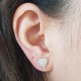 0.40 Carat (Ctw) 18K White Gold Round Cut White Diamond Ladies Heart Shaped Stud Earrings