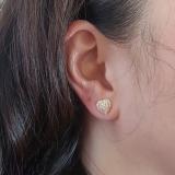0.40 Carat (Ctw) 18K Yellow Gold Round Cut White Diamond Ladies Heart Shaped Stud Earrings