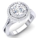 1.50 Carat (ctw) 10K White Gold Round Cut White Cubic ZIrconia Ladies Bridal Split Shank Halo Style Engagement Ring
