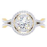 1.50 Carat (ctw) 10K Yellow Gold Round Cut White Cubic ZIrconia Ladies Bridal Split Shank Halo Style Engagement Ring
