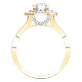 1.50 Carat (ctw) 10K Yellow Gold Round Cut White Cubic ZIrconia Ladies Bridal Split Shank Halo Style Engagement Ring