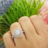 1.50 Carat (ctw) 14K White Gold Round Cut White Cubic ZIrconia Ladies Bridal Split Shank Halo Style Engagement Ring