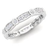 0.50 Carat (Ctw) 10K White Gold Round White Diamond Ladies Vintage Style Anniversary Wedding Eternity Band Stackable Ring 1/2 CT