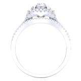 1.00 Carat (Ctw) 10K White Gold Princess & Round Cut White Diamond Ladies Bridal Split Shank Cushion Shaped Engagement Ring With Matching Band Set 1 CT