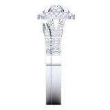 1.00 Carat (Ctw) 10K White Gold Princess & Round Cut White Diamond Ladies Bridal Split Shank Cushion Shaped Engagement Ring With Matching Band Set 1 CT