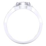 0.85 Carat (Ctw) 10K White Gold Round White Diamond Ladies Cluster Bridal Engagement Ring With Matching Band Set