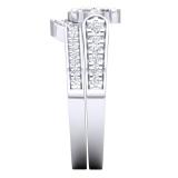0.85 Carat (Ctw) 10K White Gold Round White Diamond Ladies Cluster Bridal Engagement Ring With Matching Band Set