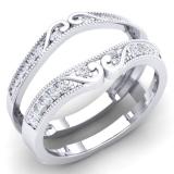 0.25 Carat (Ctw) 10K White Gold Round White Diamond Ladies Anniversary Wedding Band Guard Double Ring 1/4 CT