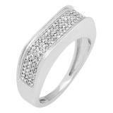 0.40 Carat (Ctw) 10K White Gold Round White Diamond Men's Hip Hop Micro Pave Wedding Anniversary Band