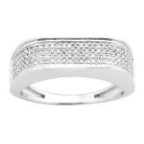 0.40 Carat (Ctw) 10K White Gold Round White Diamond Men's Hip Hop Micro Pave Wedding Anniversary Band