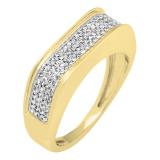 0.40 Carat (Ctw) 14K Yellow Gold Round White Diamond Men's Hip Hop Micro Pave Wedding Anniversary Band