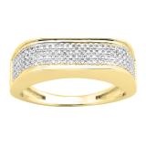 0.40 Carat (Ctw) 14K Yellow Gold Round White Diamond Men's Hip Hop Micro Pave Wedding Anniversary Band