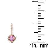 2.20 Carat (Ctw) 10K Rose Gold Round Cut Pink Sapphire & White Diamond Ladies Halo Style Hoop Earrings