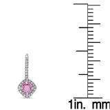 2.20 Carat (Ctw) 10K White Gold Round Cut Pink Sapphire & White Diamond Ladies Halo Style Hoop Earrings