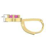2.20 Carat (Ctw) 10K Yellow Gold Round Cut Pink Sapphire & White Diamond Ladies Halo Style Hoop Earrings